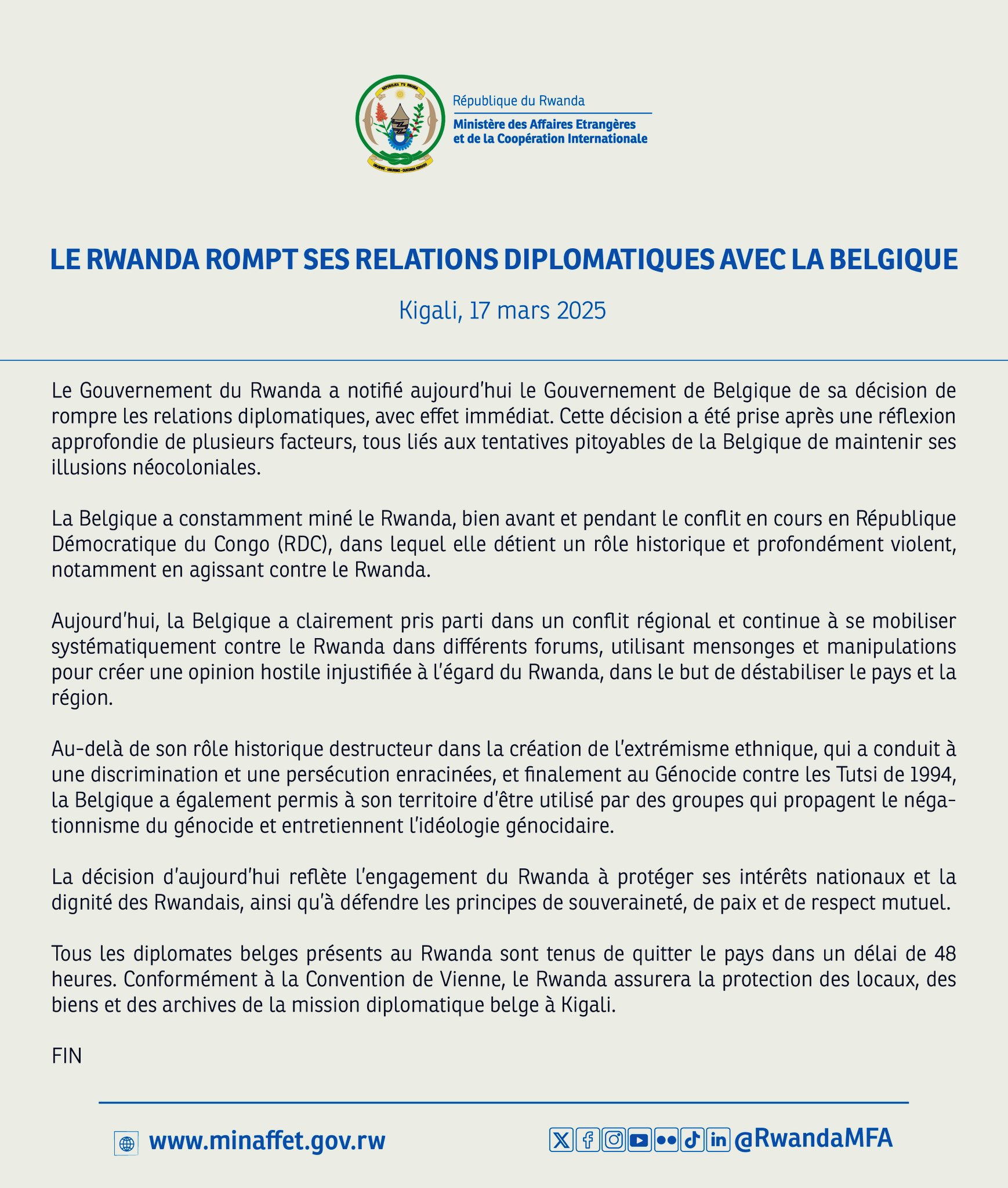 IMG_5128 Rupture diplomatique entre le Rwanda et la Belgique : une escalade des tensions 